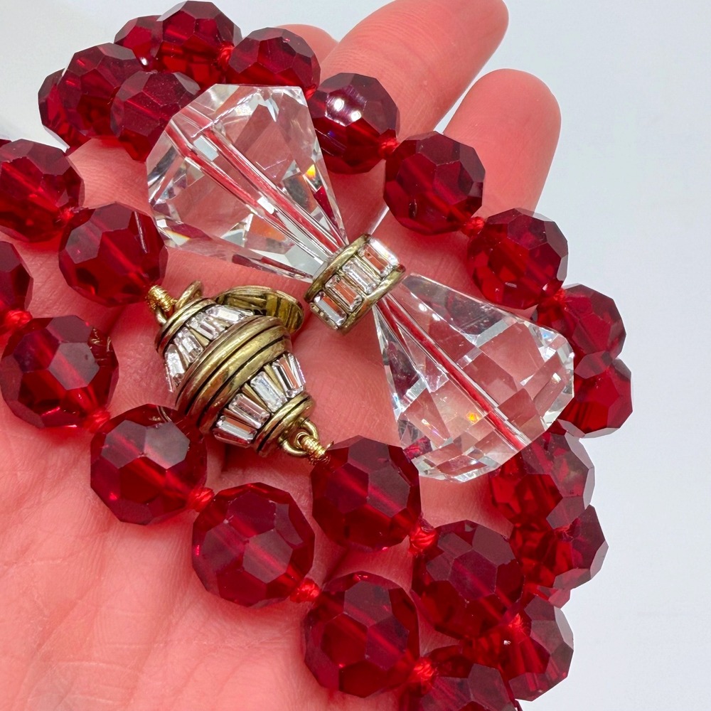 Heidi Daus Disney Red Crystal Necklace Swarovski Clasp Statement Vintage